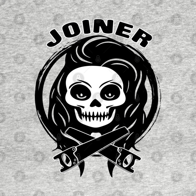 Female Joiner Skull and Saws Black Logo by Nuletto